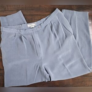 Vintage Travis Ayers Dusty Blue 100% Silk Trouser Pants 16W Office Career Wear